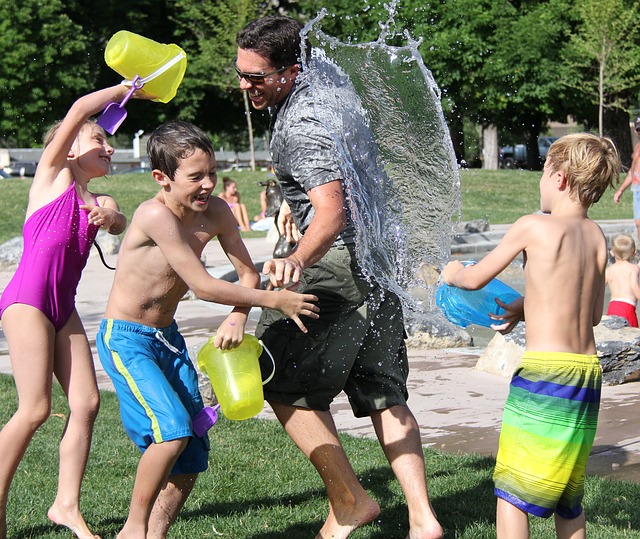 Family water fight